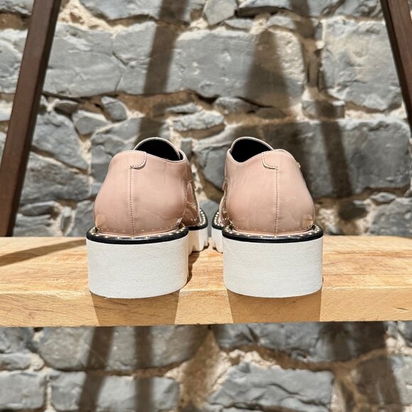 Stella McCartney Pink Patent Faux Leather Monk Strap Platform Shoes - Picture 5 of 11